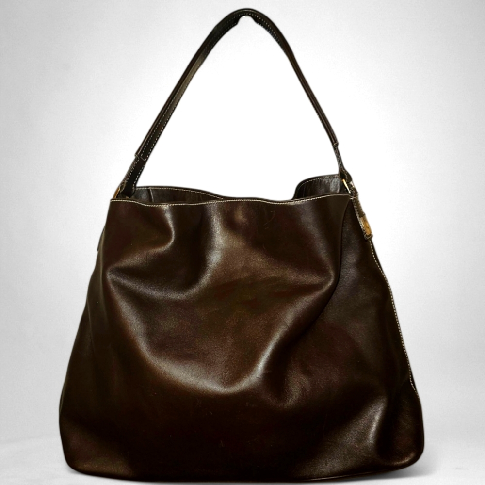 Lambertson Truex Classic Leather Hobo Bag in Dark Brown